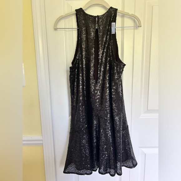Free People Liquid Shine Mini Dress Black Sequin Generous size XS - Picture 5 of 7